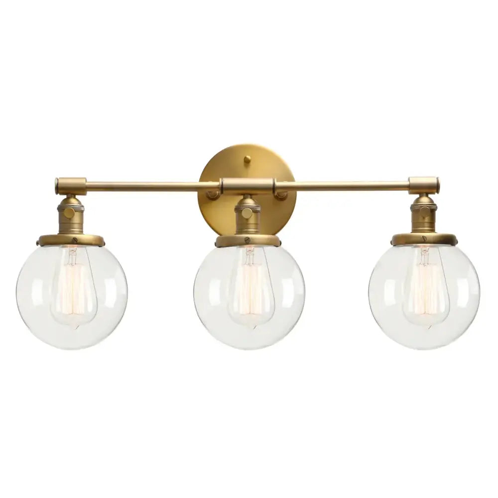 Modern black 3-light glass globe wall sconce bathroom vanity fixture