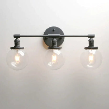 Modern black 3-light glass globe wall sconce bathroom vanity fixture