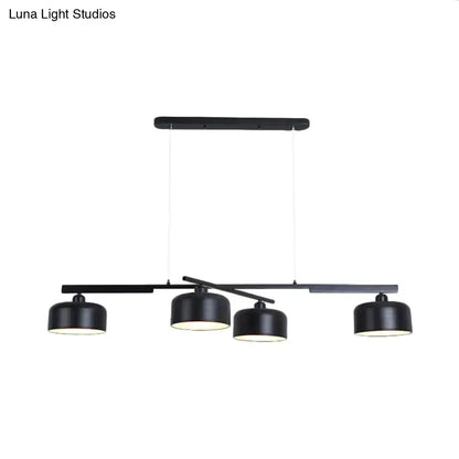 Modern black 4 light metallic hanging drum shade dining room pendant