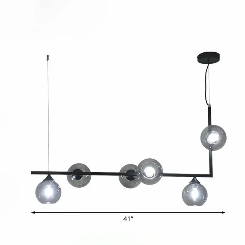 Modern black 5-head globe ceiling light dining room chandelier