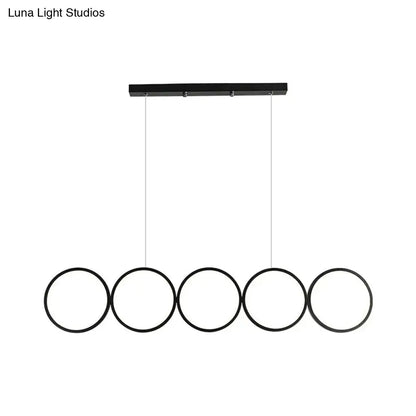 Modern black 5 ring led pendant light dining room hanging island