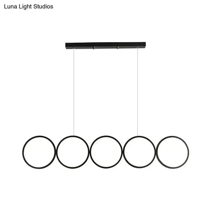 Modern black 5 ring led pendant light dining room hanging island