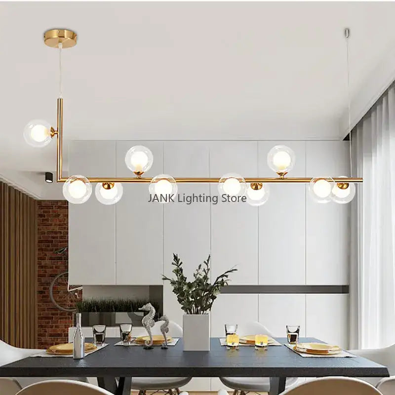Modern black 7 light glass shade pendant light dining room