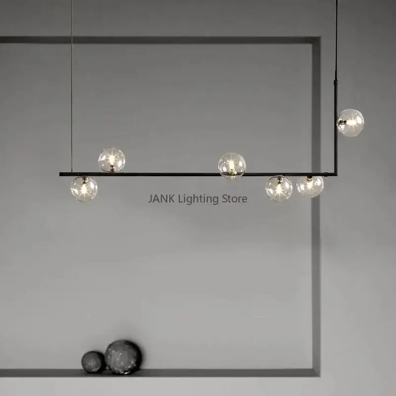 Modern black 7 light glass shade pendant light dining room