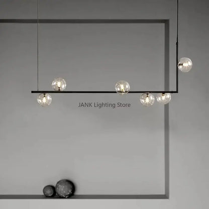 Modern black 7 light glass shade pendant light dining room