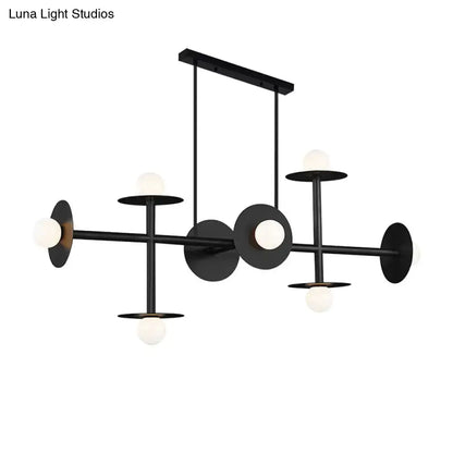 Modern black 8-head glass orbit ceiling light fixture for kitchen