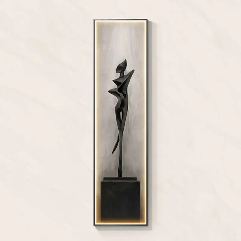 Modern black abstract art led wall lamp for living room decor