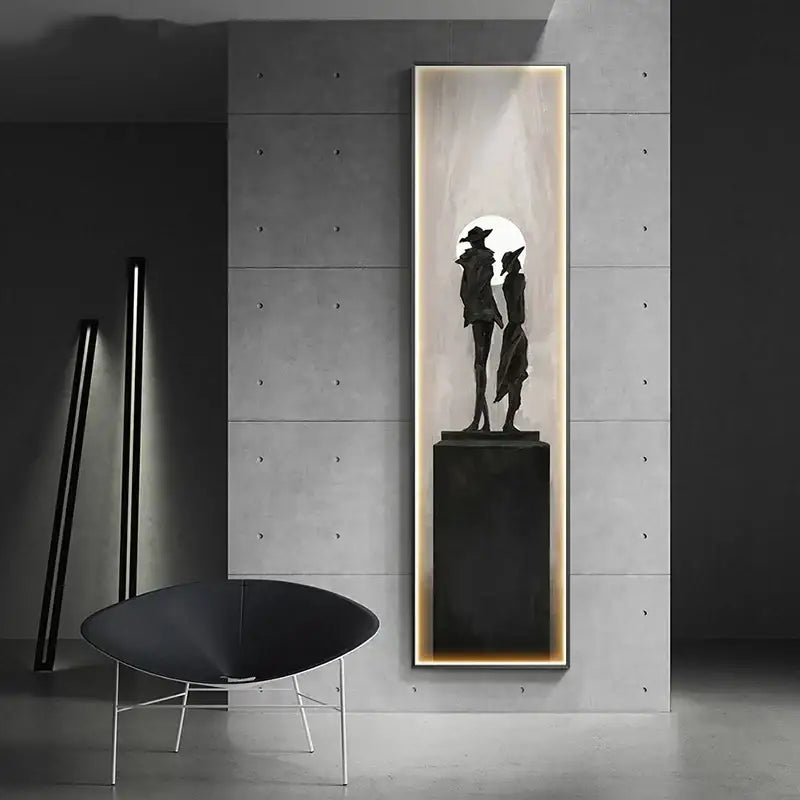 Modern black abstract art led wall lamp for living room decor