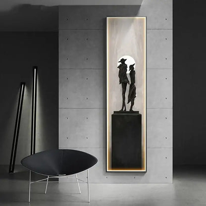 Modern black abstract art led wall lamp for living room decor