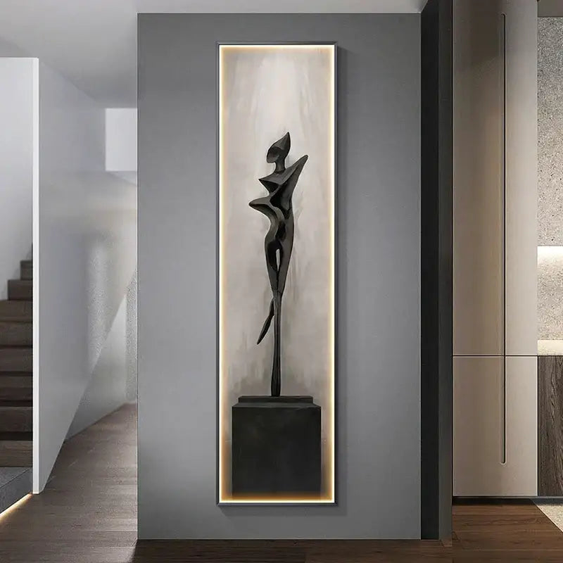 Modern black abstract art led wall lamp for living room decor
