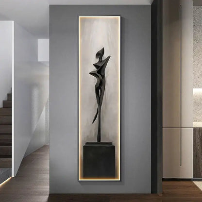 Modern black abstract art led wall lamp for living room decor