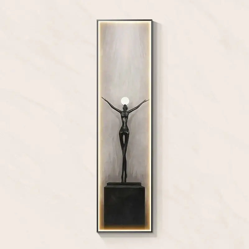 Modern black abstract art led wall lamp for living room decor