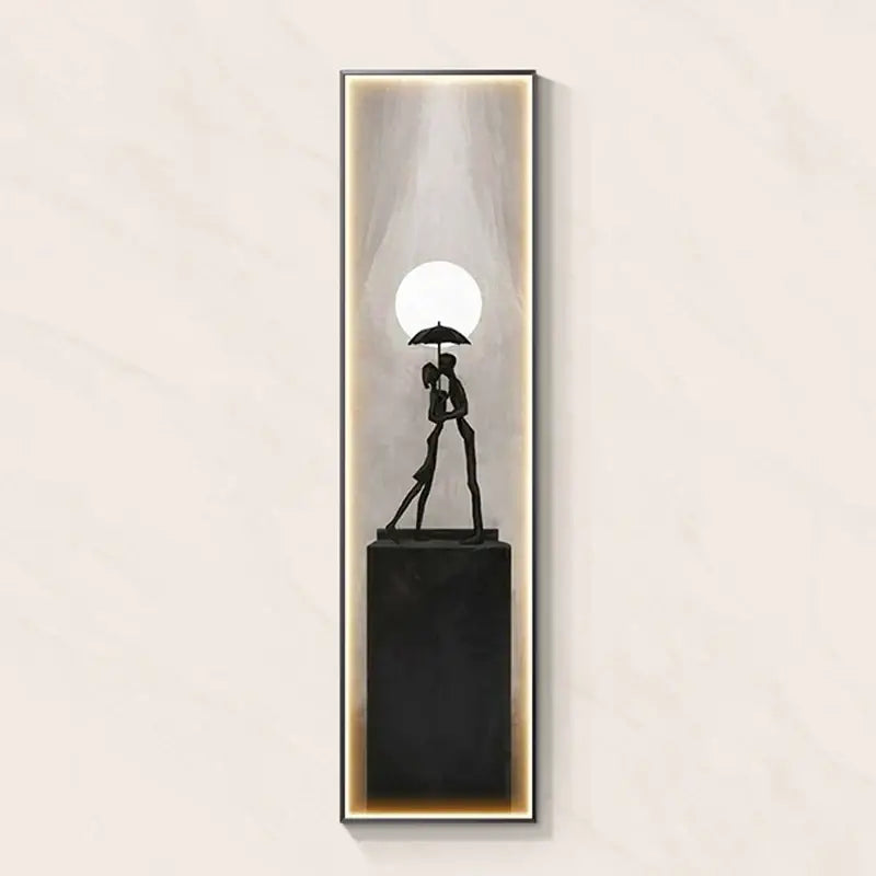 Modern black abstract art led wall lamp for living room decor