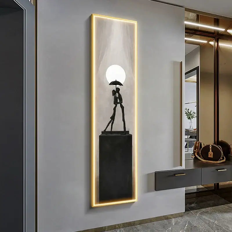 Modern black abstract art led wall lamp for living room decor