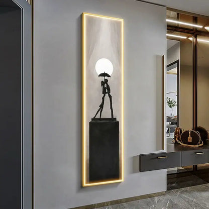 Modern black abstract art led wall lamp for living room decor