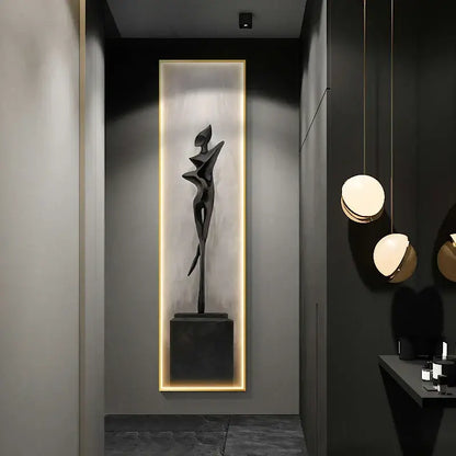 Modern black abstract art led wall lamp for living room decor