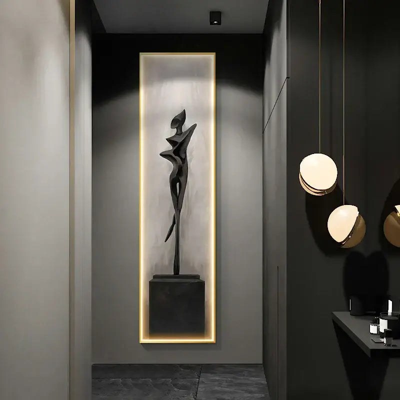 Modern black abstract art led wall lamp for living room decor