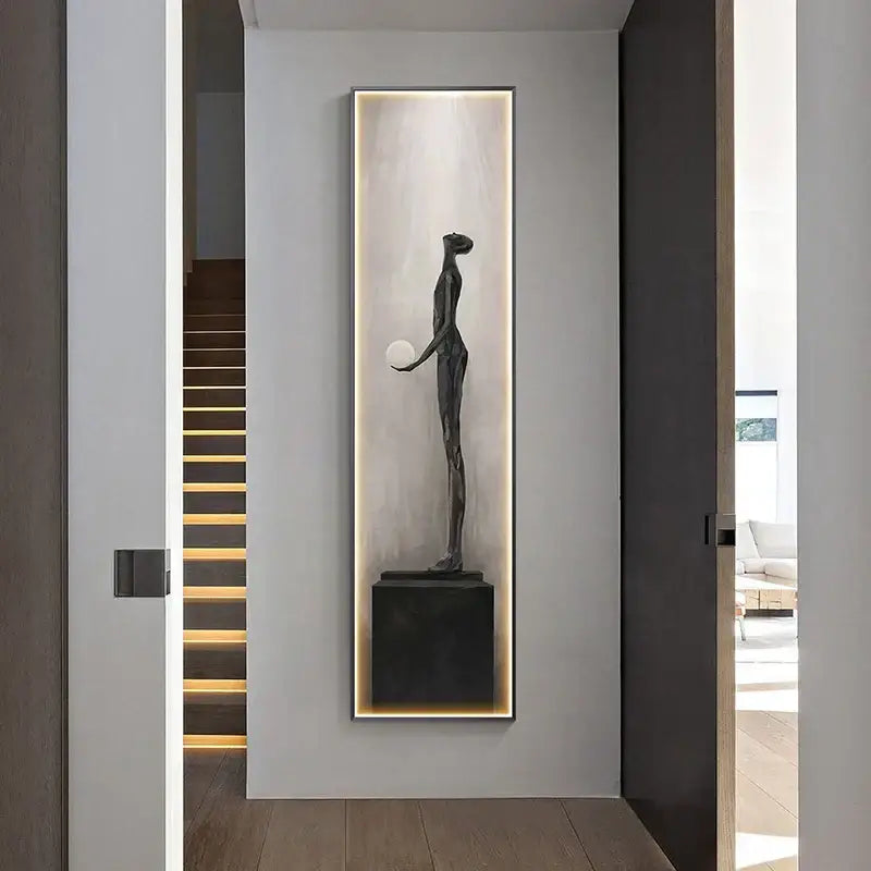Modern black abstract art led wall lamp for living room decor