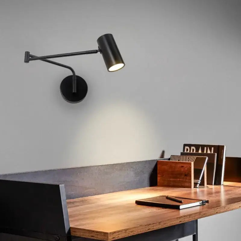 Modern black acrylic iron led wall lamp bedroom adjustable reading light