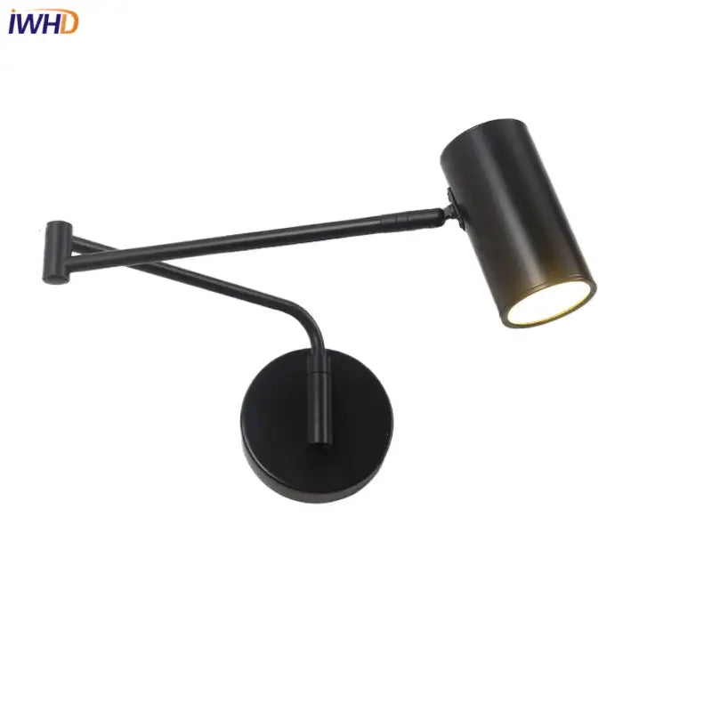 Modern black acrylic iron led wall lamp bedroom adjustable reading light