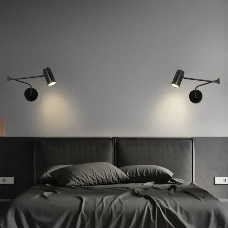 Modern black acrylic iron led wall lamp bedroom adjustable reading light