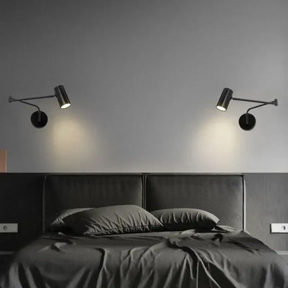 Modern black acrylic iron led wall lamp bedroom adjustable reading light