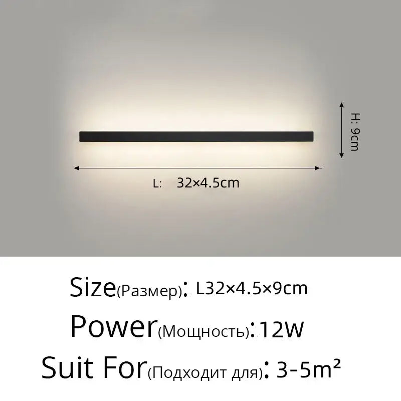 Modern black acrylic led wall lamps bedroom shelf with hooks