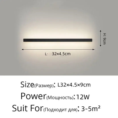 Modern black acrylic led wall lamps bedroom shelf with hooks