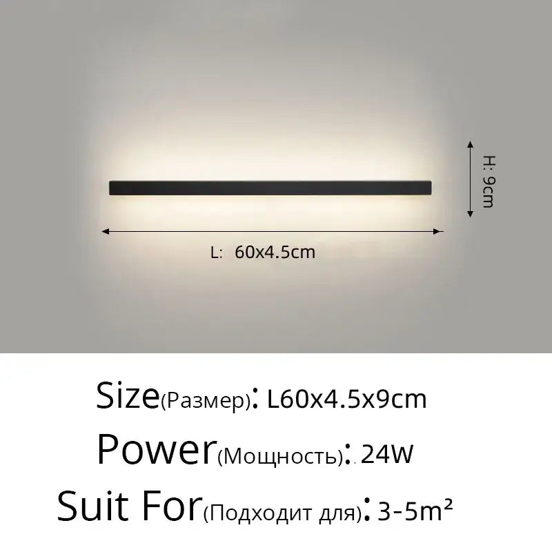 Modern black acrylic led wall lamps bedroom shelf with hooks