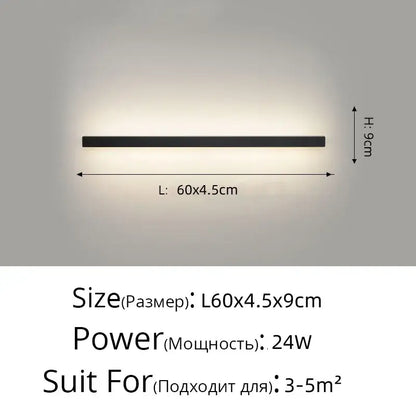 Modern black acrylic led wall lamps bedroom shelf with hooks