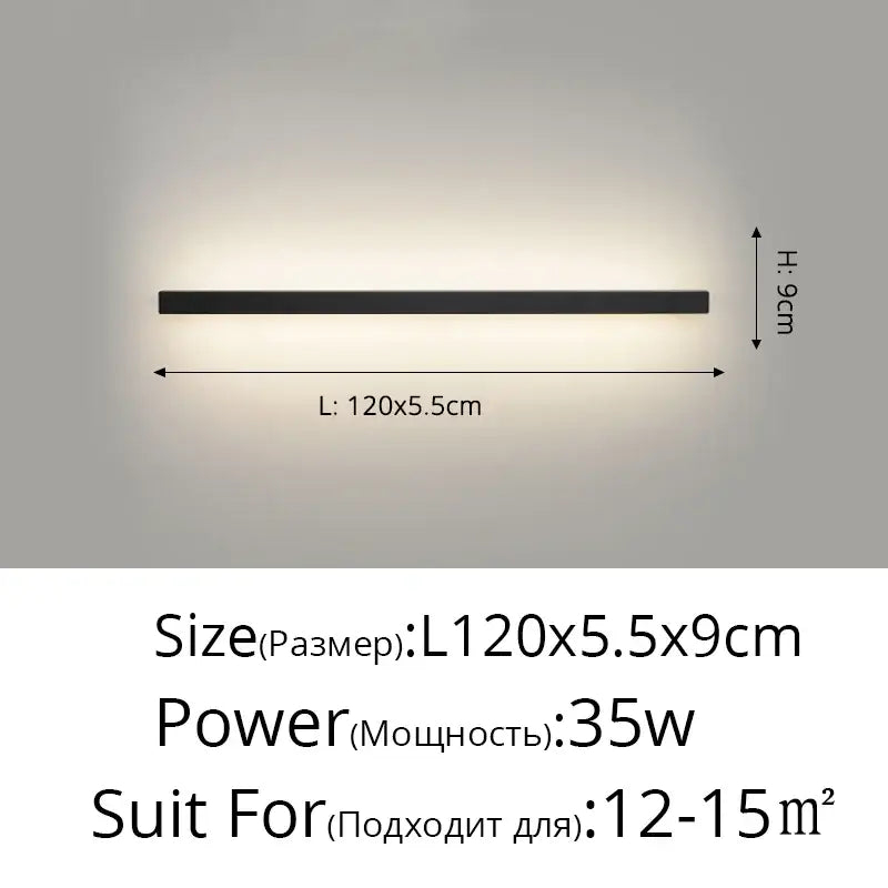 Modern black acrylic led wall lamps bedroom shelf with hooks