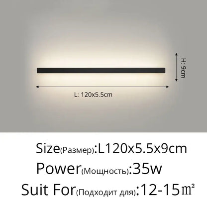 Modern black acrylic led wall lamps bedroom shelf with hooks