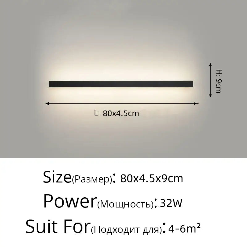 Modern black acrylic led wall lamps bedroom shelf with hooks