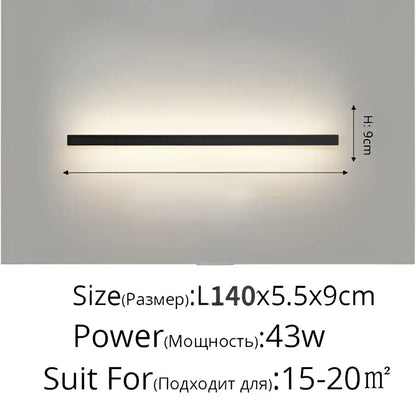 Modern black acrylic led wall lamps bedroom shelf with hooks