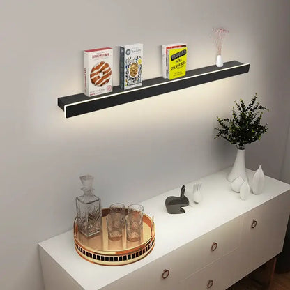 Modern black acrylic led wall lamps bedroom shelf with hooks