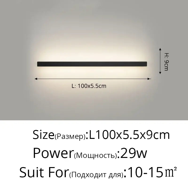 Modern black acrylic led wall lamps bedroom shelf with hooks