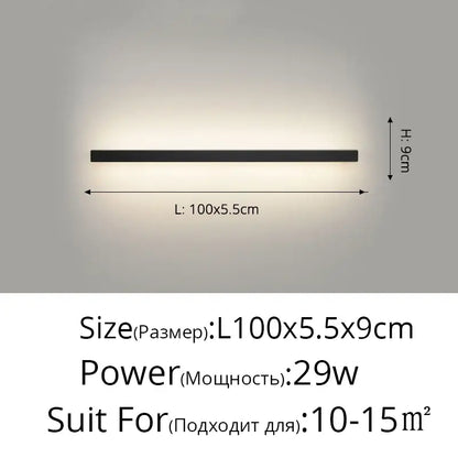 Modern black acrylic led wall lamps bedroom shelf with hooks