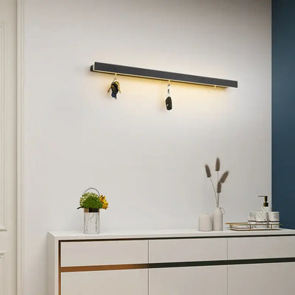 Modern black acrylic led wall lamps bedroom shelf with hooks