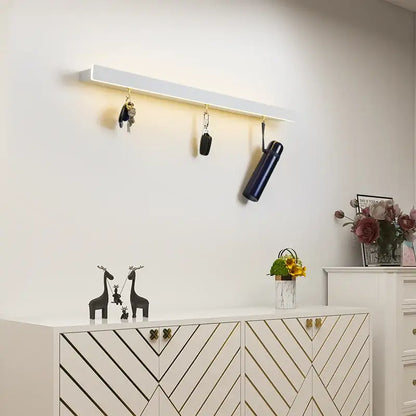Modern black acrylic led wall lamps bedroom shelf with hooks