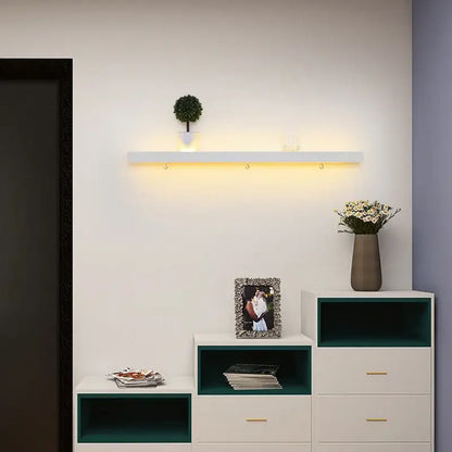 Modern black acrylic led wall lamps bedroom shelf with hooks