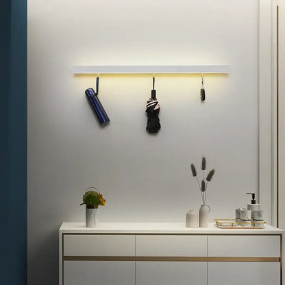 Modern black acrylic led wall lamps bedroom shelf with hooks