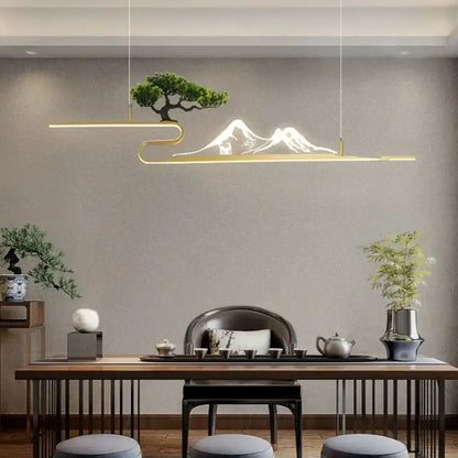 Modern black acrylic mountain peak pendant lights living room bonsai