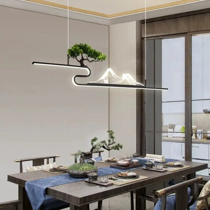 Modern black acrylic mountain peak pendant lights living room bonsai