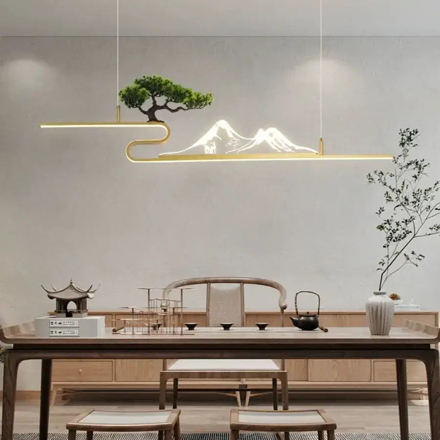 Modern black acrylic mountain peak pendant lights living room bonsai