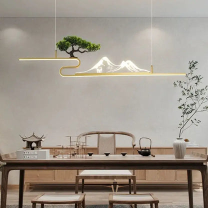 Modern black acrylic mountain peak pendant lights living room bonsai