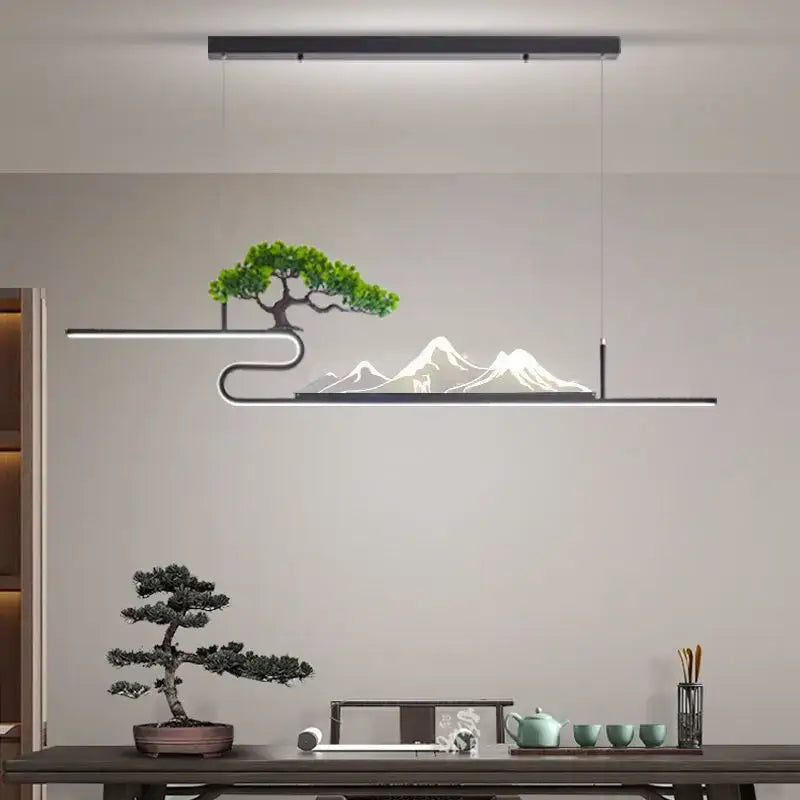 Modern black acrylic mountain peak pendant lights living room bonsai