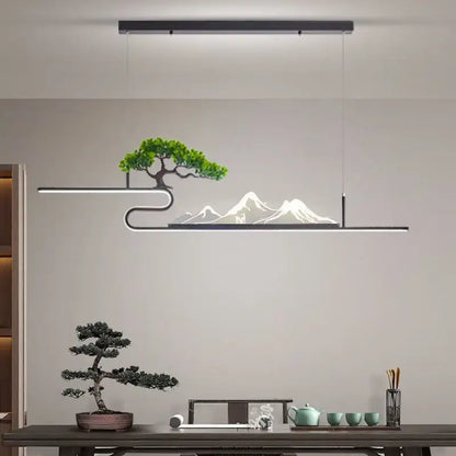Modern black acrylic mountain peak pendant lights living room bonsai
