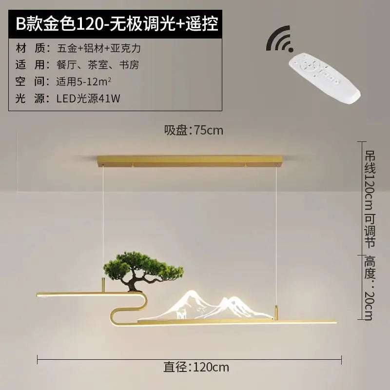 Modern black acrylic mountain peak pendant lights living room bonsai