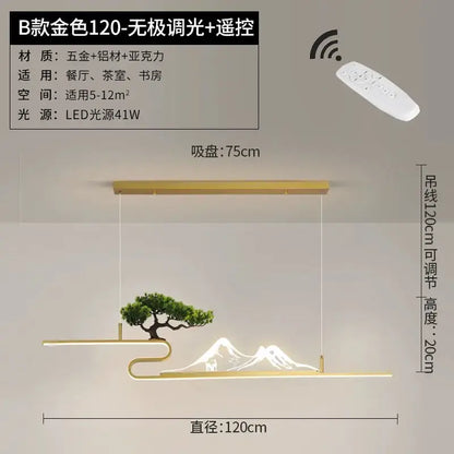 Modern black acrylic mountain peak pendant lights living room bonsai