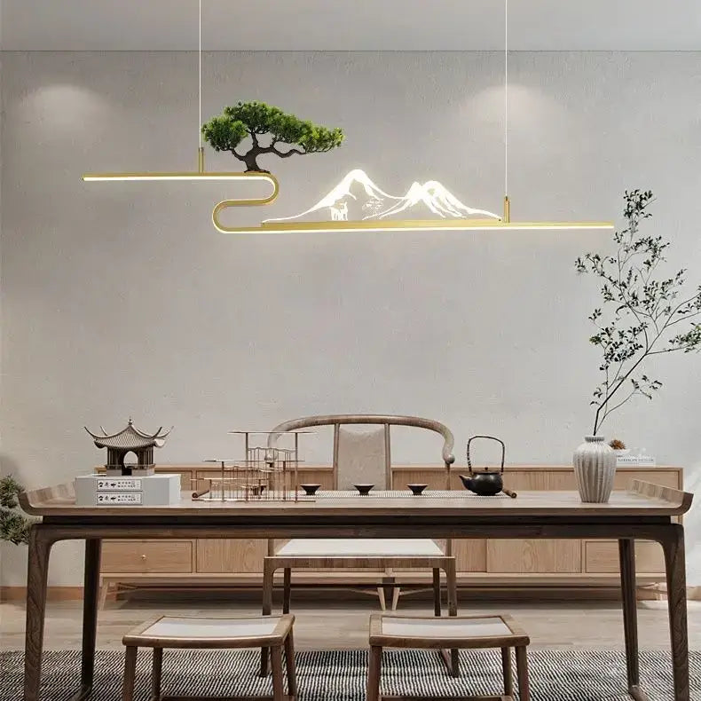 Modern black acrylic mountain peak pendant lights living room bonsai